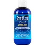 OmniBlue Ocean Minerals front view bottle showing liquid mineral supplement labels.