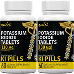 Nature's Fusions Potassium Iodide 130 Milligram Tablets Pack of 2 front view showing emergency packaging.
