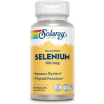 Solaray Yeast Free Selenium 100mcg 90 VegCaps front view bottle for thyroid health.