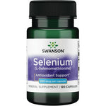 Swanson Semsc Selenium 200mcg 120 Capsules front view bottle for antioxidant support.