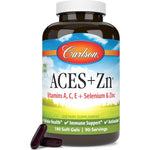 Carlson ACES Plus Zinc 180 softgels bottle front view showcasing immune support vitamins.