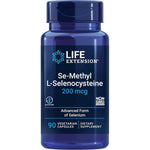 Life Extension Se-Methyl L-Selenocysteine 90 capsules front view bottle for antioxidant support.