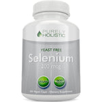Purely Holistic Selenium 200 micrograms front view bottle of daily antioxidant dietary supplement