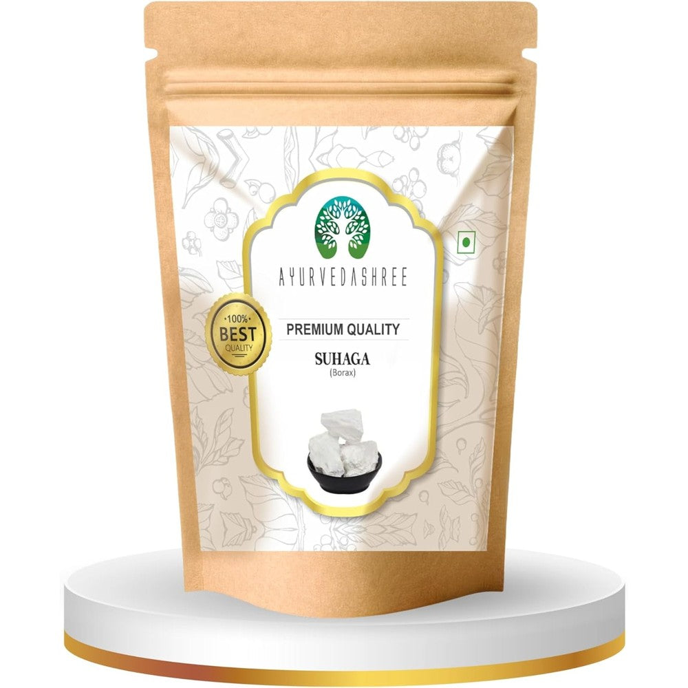 Ayurvedashree Suhaga Crystals 50 Grams front packaging view showcasing pure borax mineral.