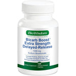 BioWisdom Nutraceuticals Bicarb Boost Sodium Bicarbonate 1300mg front view bottle containing 120 delayed release capsules