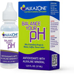 Alkazone Balance Your pH Antioxidant Alkaline Mineral Drops front view bottle for hydration boost.