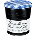 Bonne Maman Black Currant Natural Jelly Fruit Preserves 13 ounce front view showing signature glass jar and red gingham lid