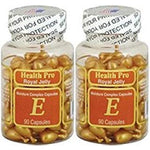 Nu-Health Vitamin E Skin Oil Royal Jelly two pack bottles front view showcasing premium USA imported facial softgels