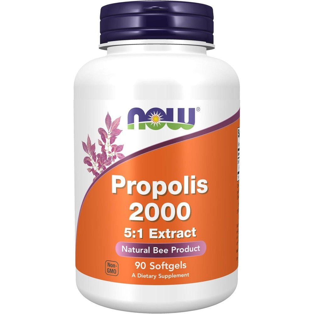 NOW Foods Propolis 2000 Milligrams 90 softgels bottle front view authentic immune supplement India
