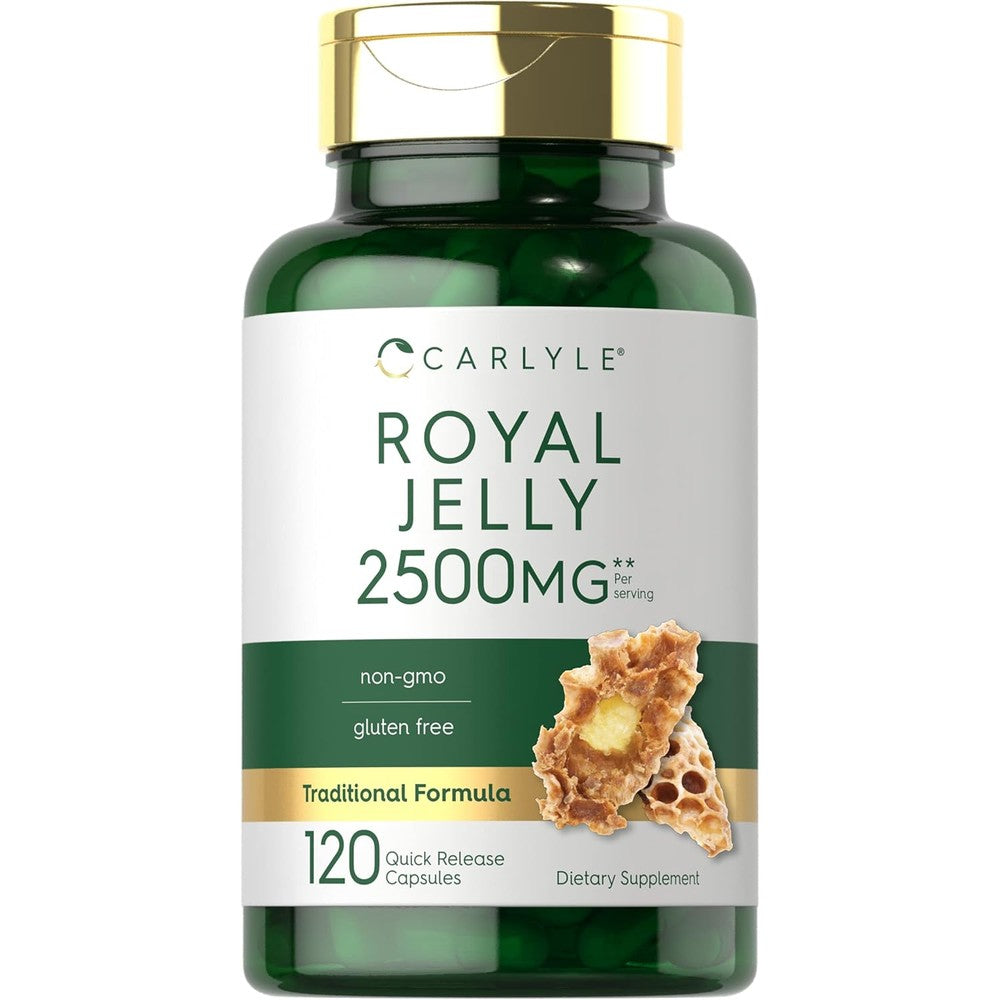 Carlyle Royal Jelly 2500mg 120 capsules front bottle view for daily energy support