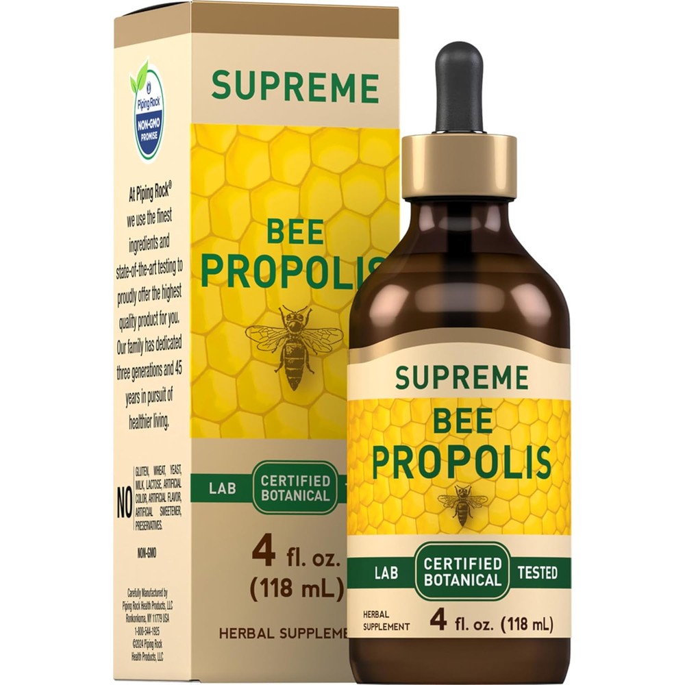 Piping Rock Bee Propolis Extract Tincture 4 Fluid Ounces front view bottle