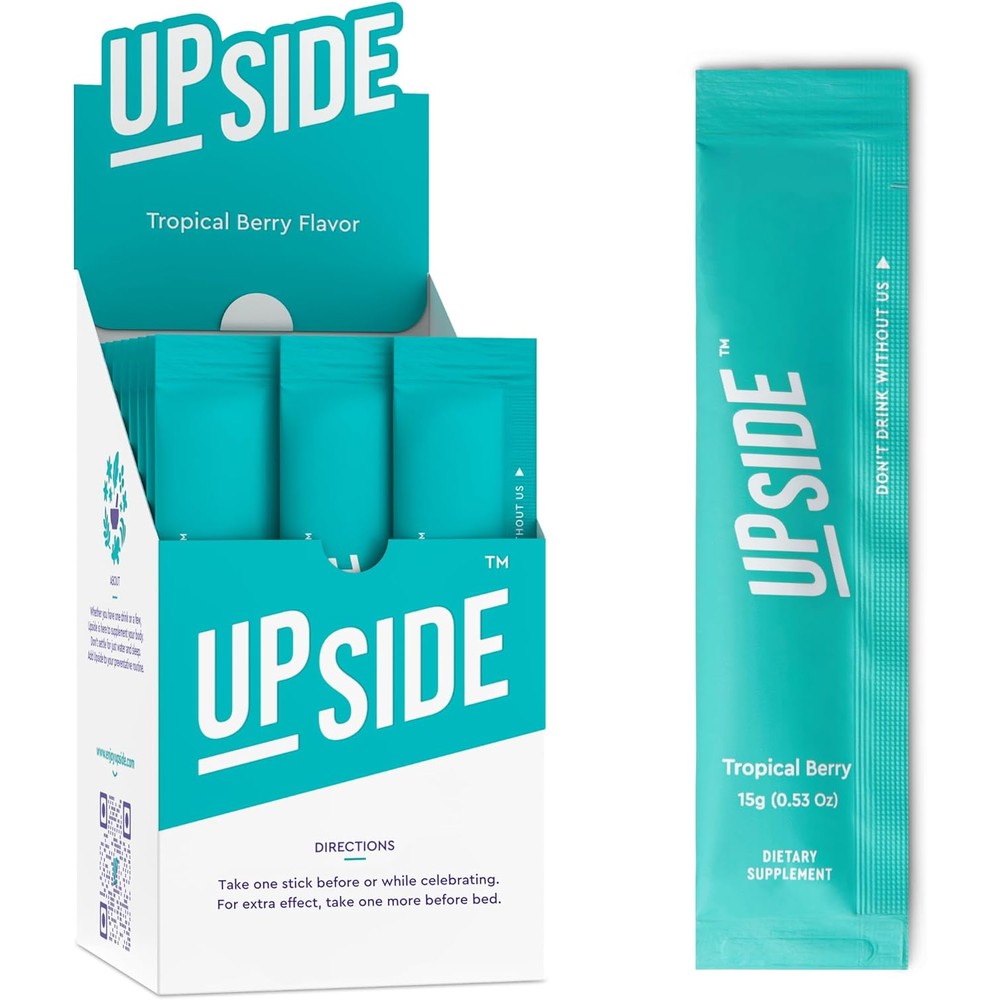 UPSIDE Pre Celebration Vitamin Jelly Sticks Tropical Berry front packaging view for hangover prevention