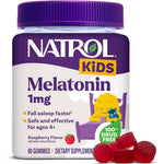 Natrol Kids Melatonin 1mg 90 raspberry flavored gummies front bottle view
