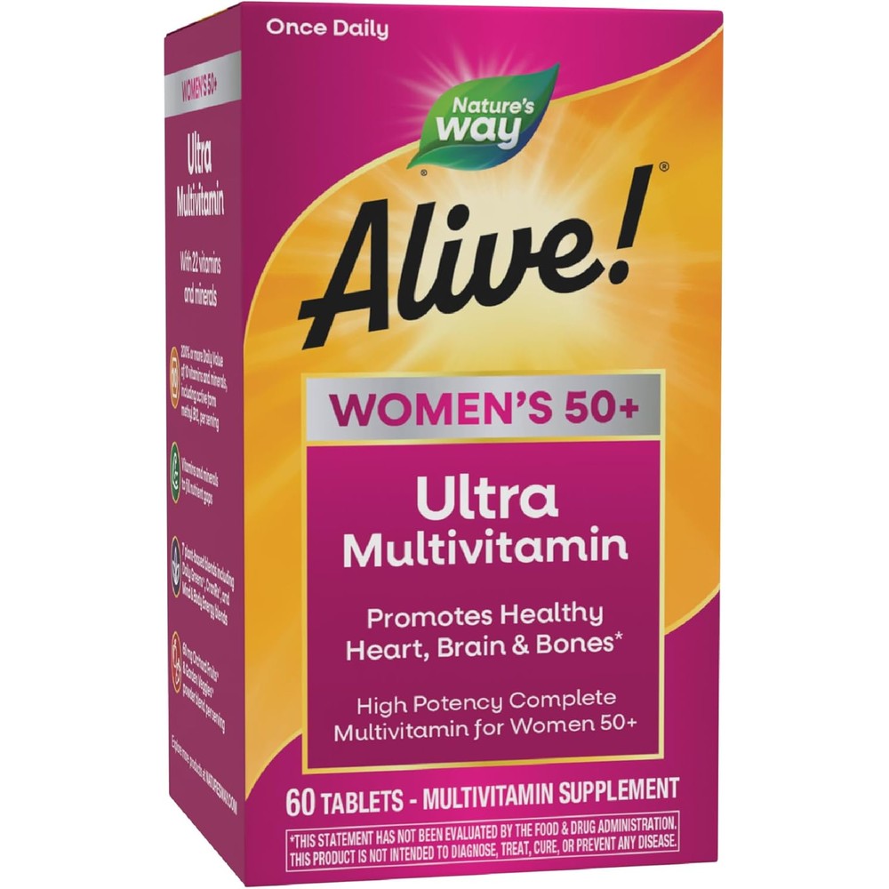 Nature's Way Alive Women's 50 plus Ultra Multivitamin 60 tablets front packaging bottle on Dropy India store