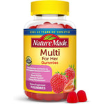 Nature Made Womens Multivitamin Strawberry Gummies front view bottle for daily nutritional support.