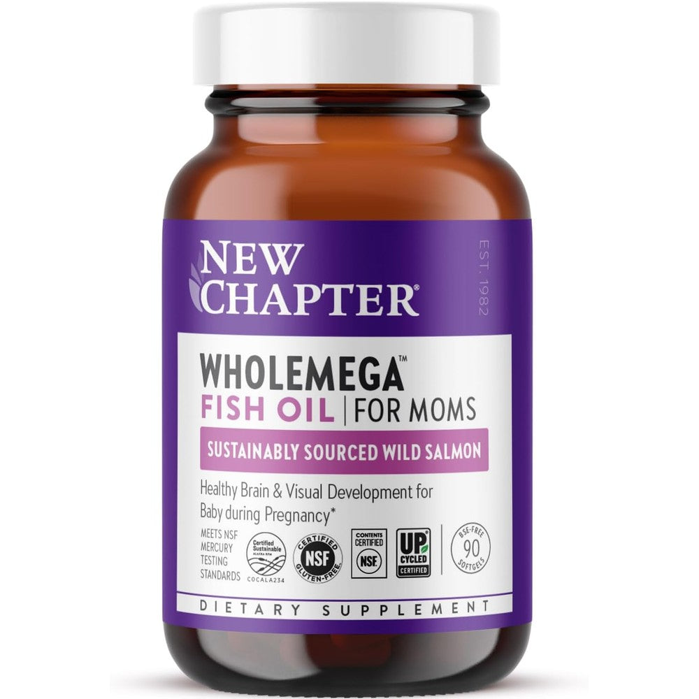 New Chapter Wholemega for Moms prenatal fish oil bottle front view