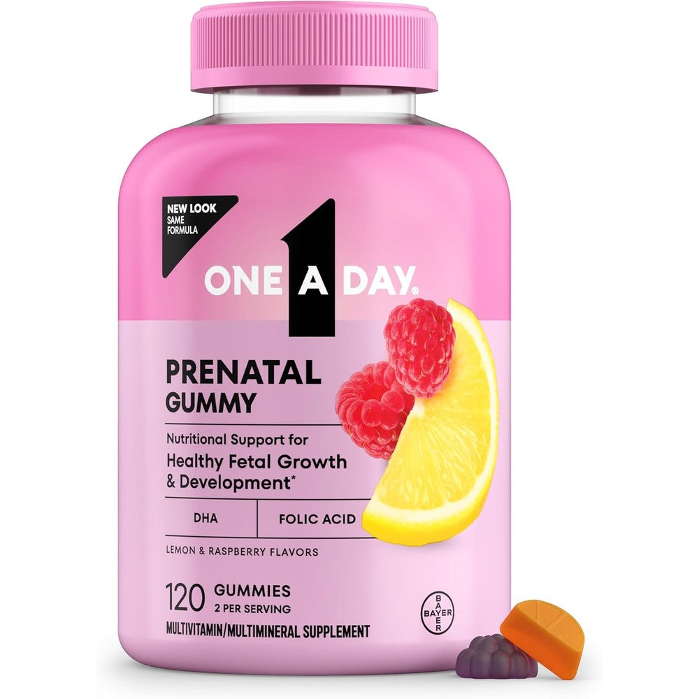 One A Day Prenatal Multivitamin Gummies front view bottle