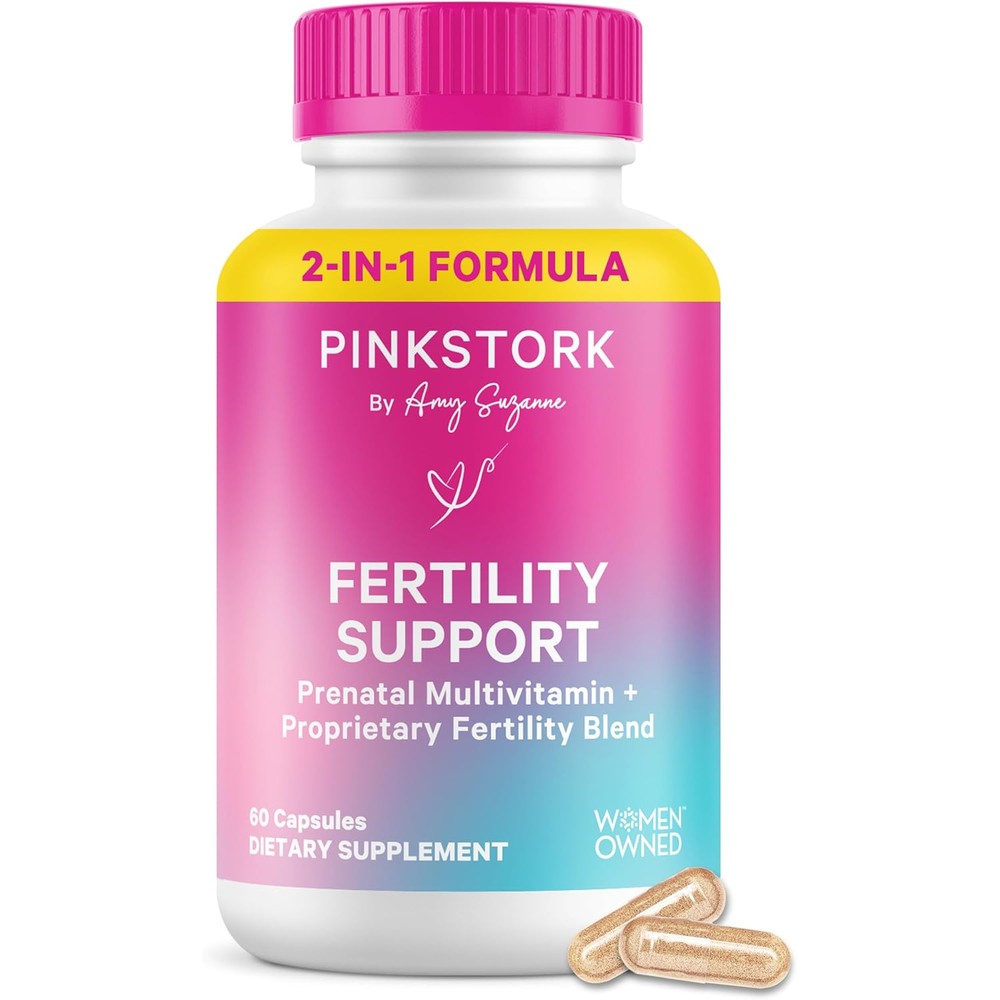 Pink Stork Fertility 2 in 1 Conception Support bottle front view