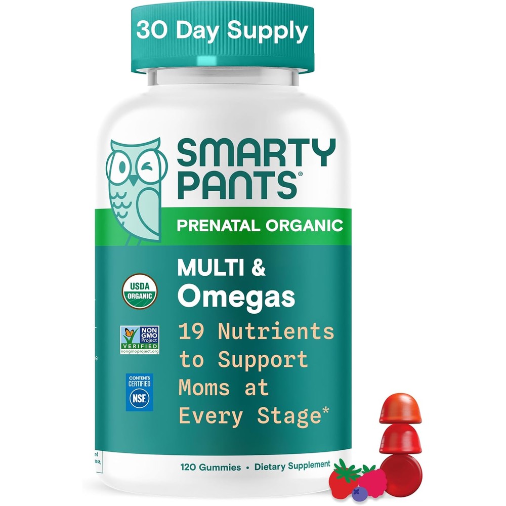SmartyPants Organic Prenatal Multi and Omegas front bottle view