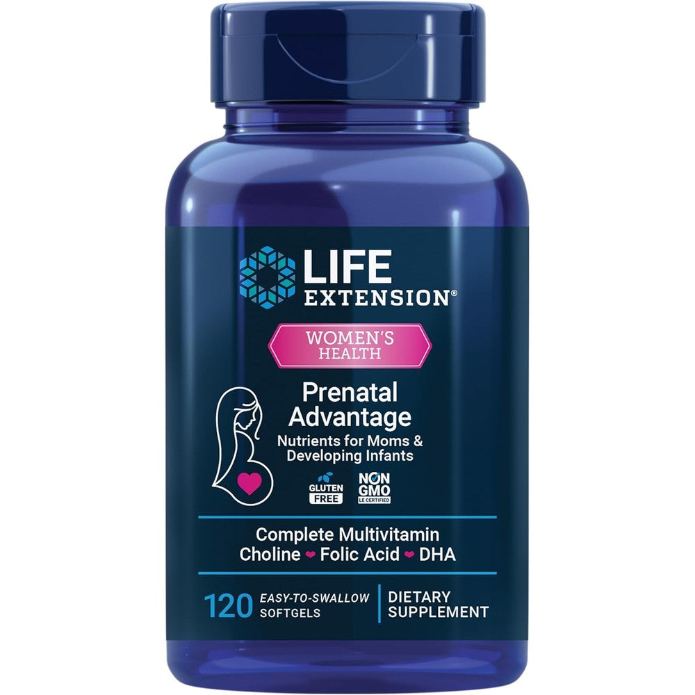 Life Extension Prenatal Advantage 120 Softgels bottle front view