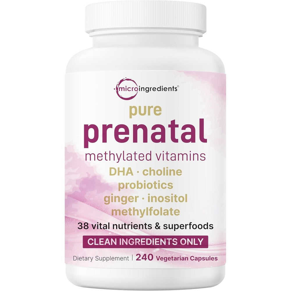 Micro Ingredients Pure Methylated Prenatal Vitamins 240 Capsules front view