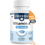 Freeda Vitamin A 15,000 IU bottle front view for eye and skin support.