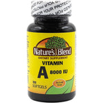 Natures Blend Vitamin A 8000 IU softgels bottle front view