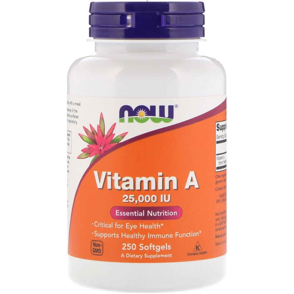 Now Foods Vitamin A 25000 IU 250 Softgels front label view