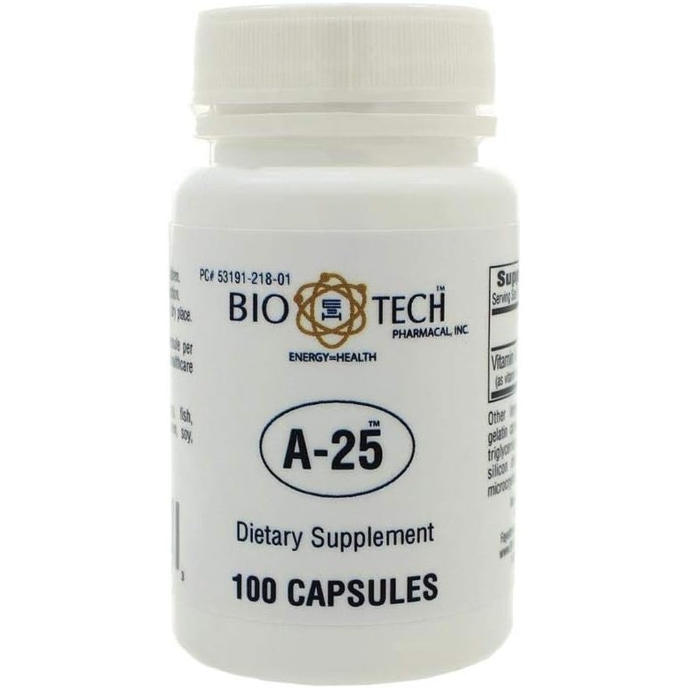 Bio-Tech Pharmacal A-25 Vitamin A 25,000 IU capsules bottle front view