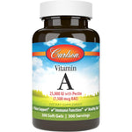 Carlson Vitamin A 25000 IU 300 Softgels bottle front view for vision support.
