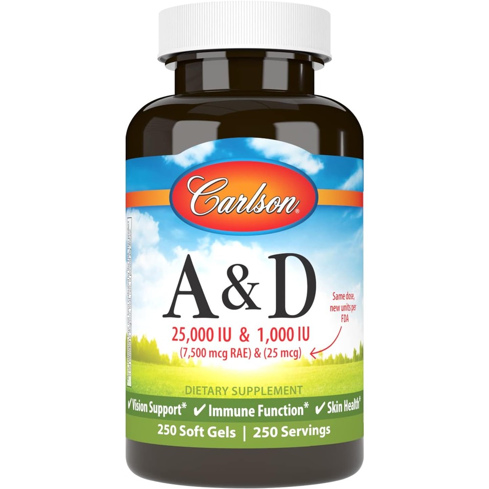 Carlson Laboratories Vitamin A and D 25000 IU 1000 IU front view