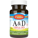 Carlson Laboratories Vitamin A and D 100 softgels bottle front view