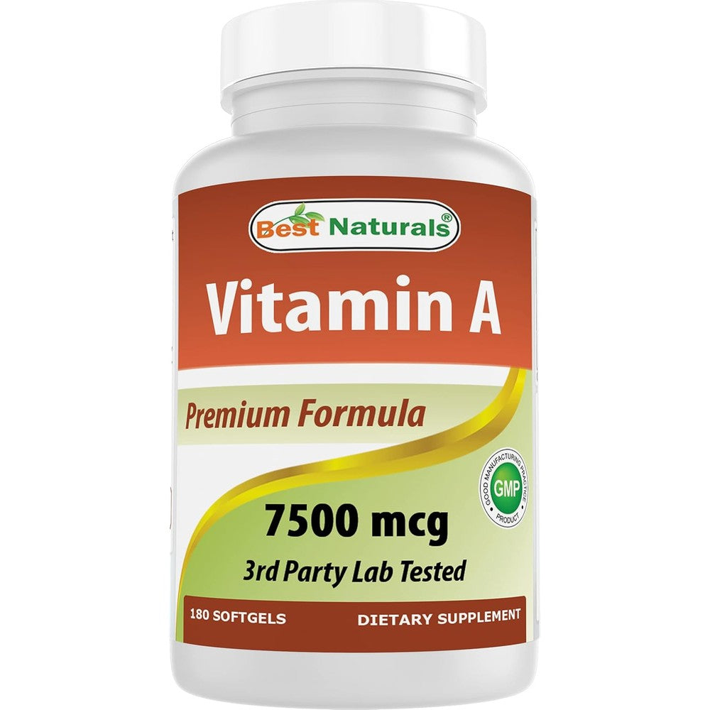 Best Naturals Vitamin A 25000 IU 180 softgels bottle front view