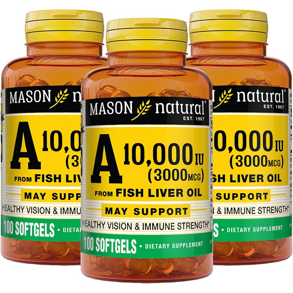 Mason Natural Vitamin A Fish Liver Oil 10,000 IU front view