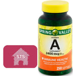 Spring Valley Vitamin A 2400 mcg 250 softgels bottle front view