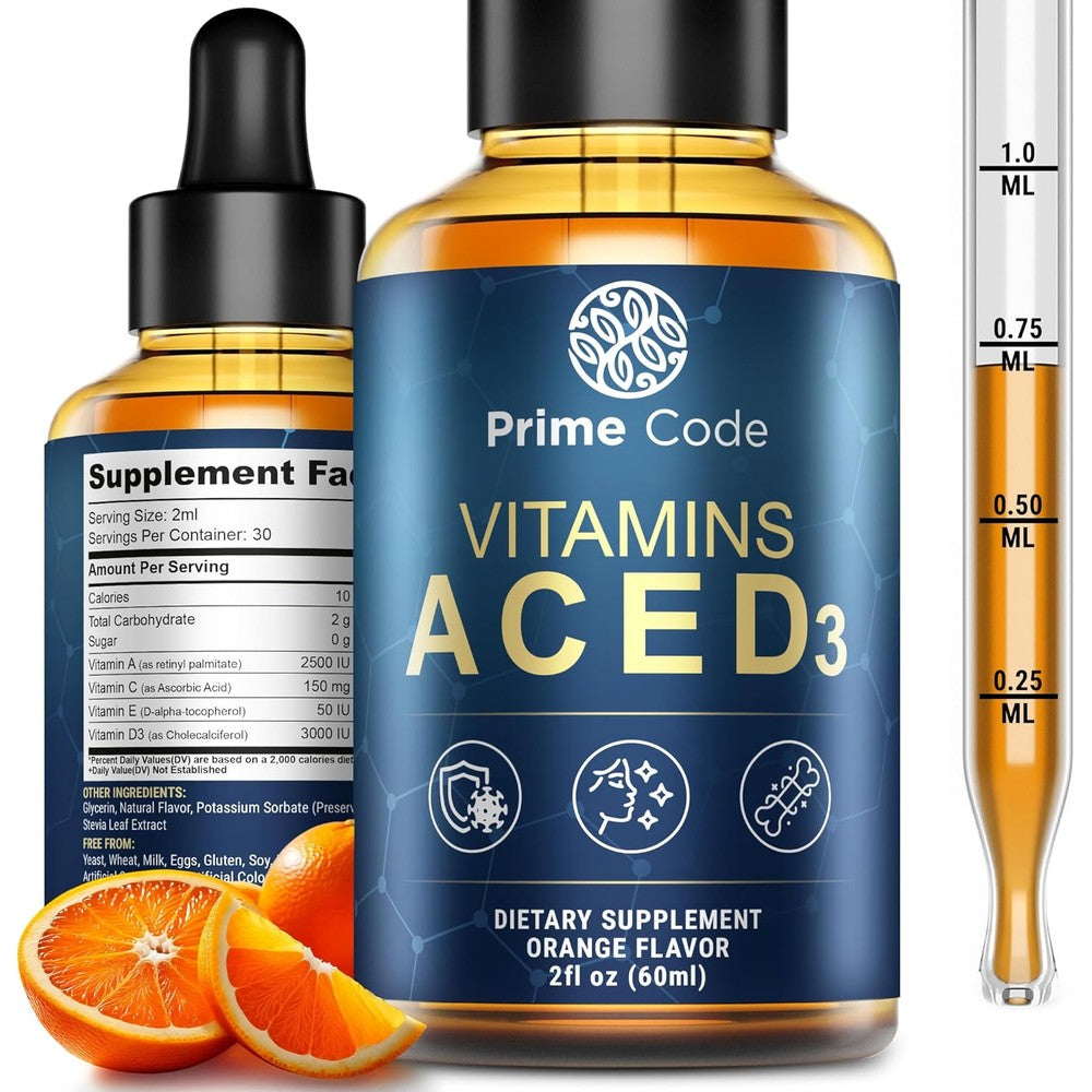 Prime Code Vitamin A Liquid Drops front view for immune support