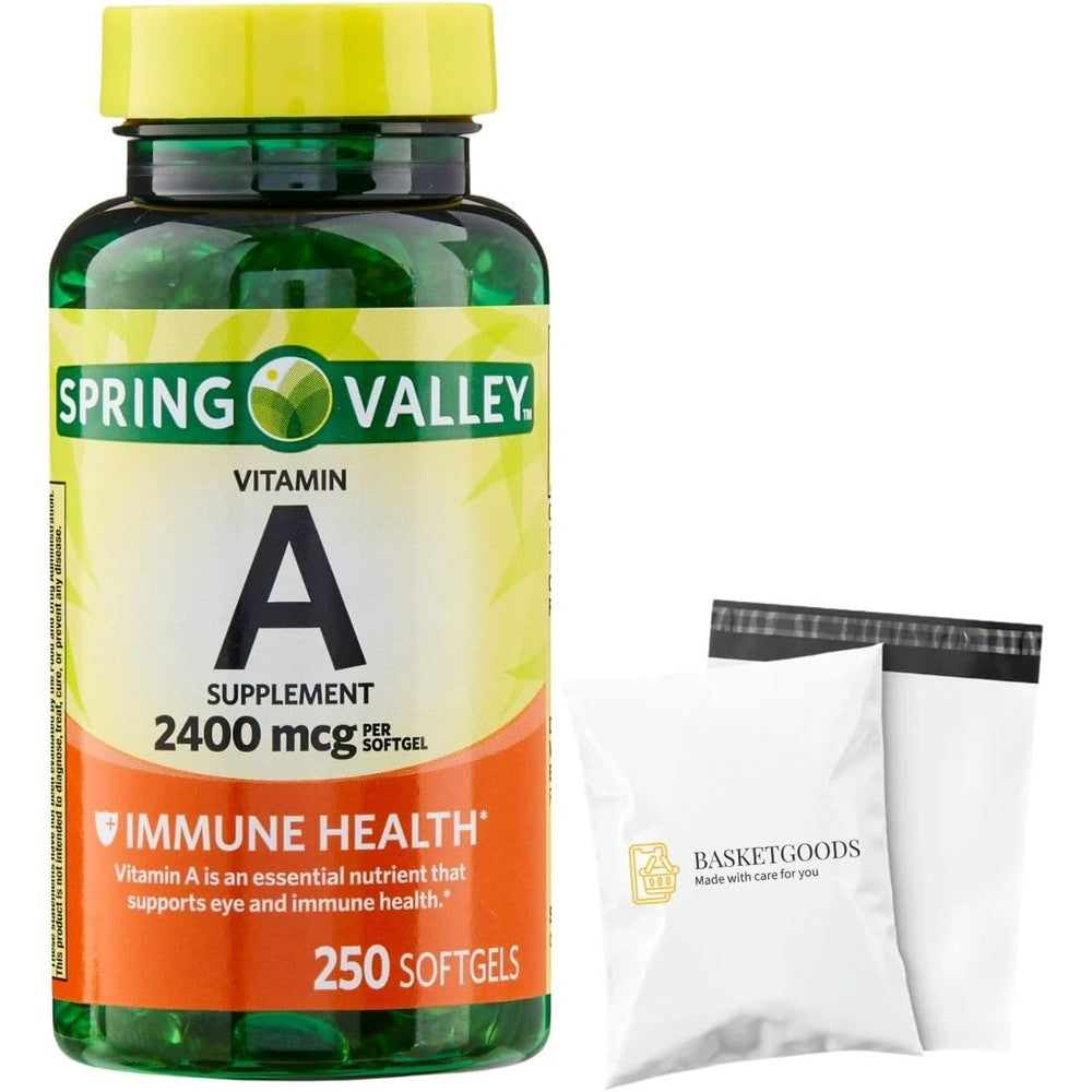 Spring Valley Vitamin A 2400 mcg 250 softgels front bottle view