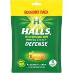 Halls Defense Assorted Citrus Vitamin C Drops front package view for immune support