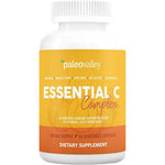 Paleovalley Essential C Complex bottle front view showing authentic organic whole food ingredients for immune defense.