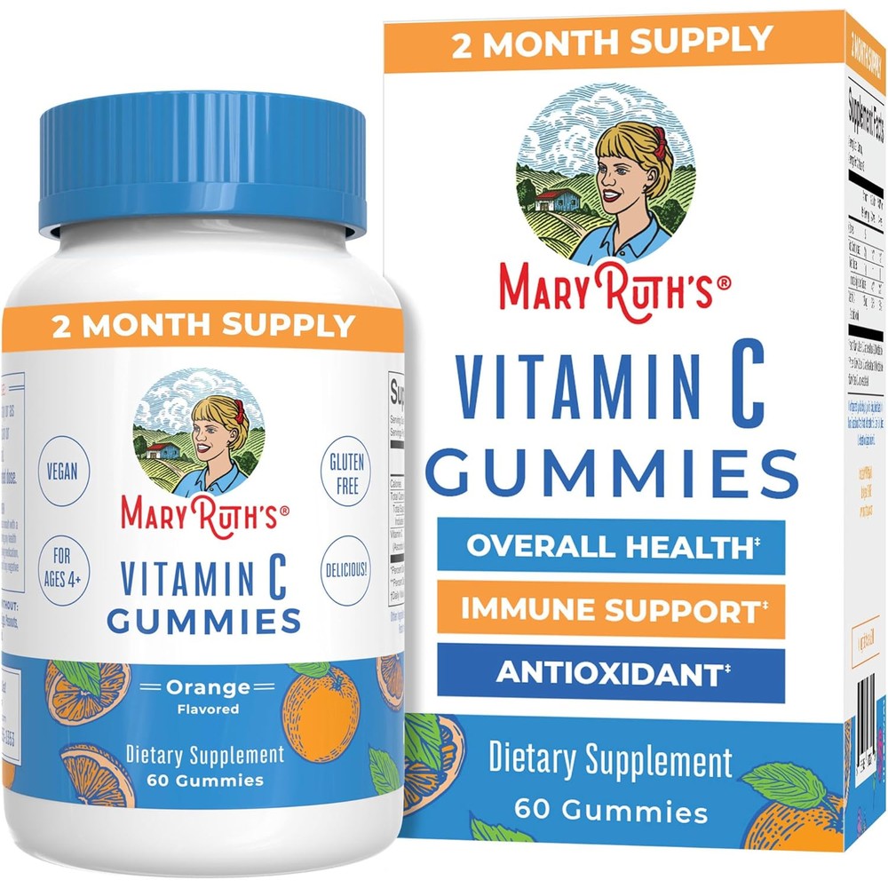MaryRuth Organics Vegan Vitamin C Gummies front view bottle for immune support