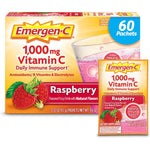 Emergen-C 1000mg Vitamin C Powder Raspberry 60 Packets front view box packaging