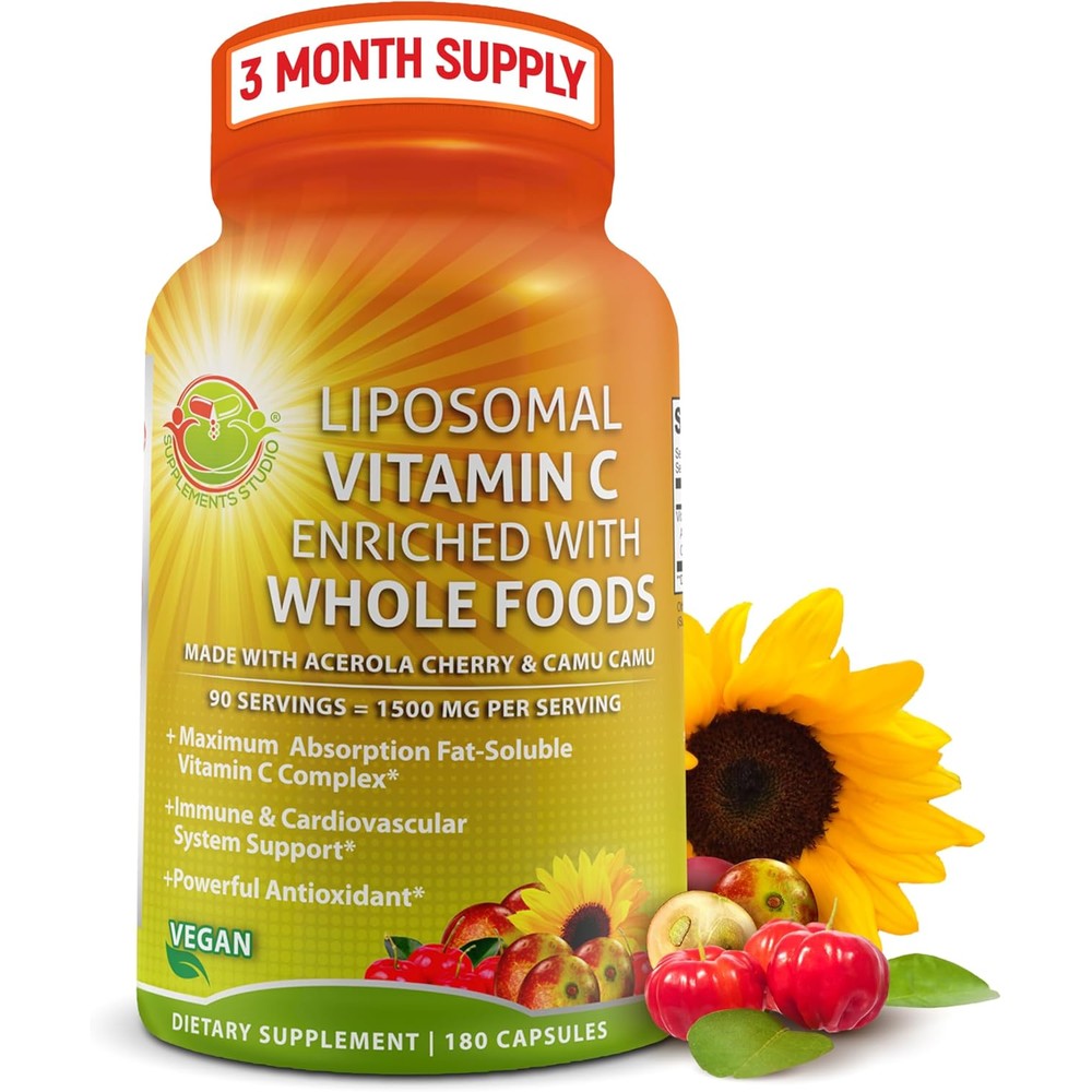 Supplements Studio Liposomal Vitamin C 1500mg 180 capsules front bottle view for immune system defense