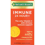 Nature's Bounty Gold Series Immune 24 Hour Plus front view bottle showing 50 rapid release softgels.