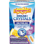 Emergen-C Immune Plus Crystals Berry Lemonade 28 Count box front view showing immune support benefits.