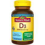 Nature Made Vitamin D3 2000 IU 250 softgels bottle front view for bone health support