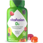 Vitafusion Vitamin D3 Gummies 150 Count bottle front view showing peach and berry flavors.