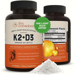 Live Conscious Vitamin K2 MK7 with D3 60 Softgels front bottle view for bone support