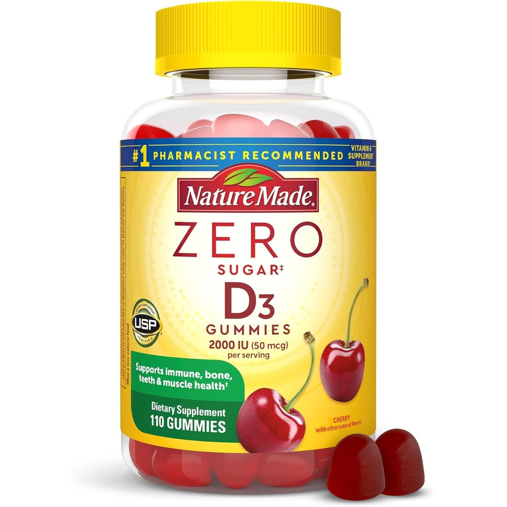 Nature Made Zero Sugar Vitamin D3 Gummies front bottle view