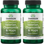 Swanson Valerian Chamomile And Hops Supplement Front View 60 Capsules