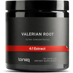 Toniiq Ultra High Strength Valerian Root supplement bottle front view showcasing product purity credentials